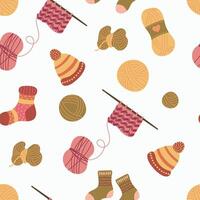 Knitting a seamless pattern. Designs for fabric, textiles, wallpaper, packaging. vector