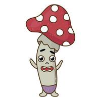 Cute Retro mushroom character. White background, isolate vector