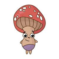 Cute Retro mushroom character. White background, isolate vector