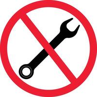 No Mechanical Repair. Spanner Prohibition Sign Symbol vector