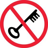 No Key Prohibition Sign Symbol vector