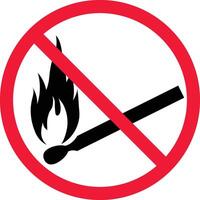 No Lighting Matchstick Fire Prohibition Sign Symbol vector