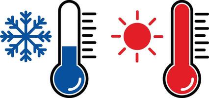 Hot and Cold Temperature Thermometer Icons vector