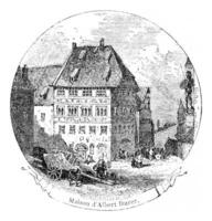 Albrecht Durer's House, vintage engraving. photo