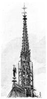 Spire of the Sainte-Chapelle, vintage engraving. photo