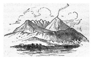 Current Vesuvius, vintage engraving. photo