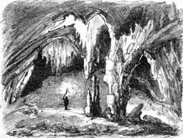 Stalactites of the cave of Osselles, The pulpit has to preach, vintage engraving. photo