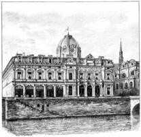 The Palace of the Commercial Court, vintage engraving. photo