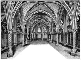 Chapel low of Sainte-Chapelle, vintage engraving. photo