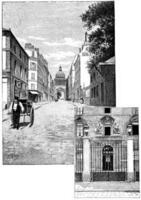 Rue d'Ulm, Entrance of the normal superior school, vintage engraving. photo