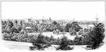 Panorama taken the Parc Montsouris, vintage engraving. photo