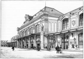 Orleans station, Courtyard of departure, vintage engraving. photo