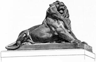 The Lion of Belfort, vintage engraving. photo