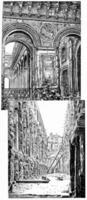 Interior views of the ruins, vintage engraving. photo