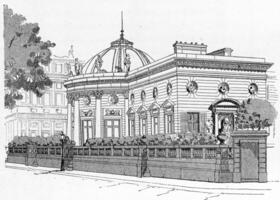 fachada de el palacio de el legión de honor en el quai d'orsay, Clásico grabado. foto