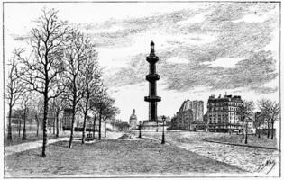 The artesian well Grenelle, vintage engraving. photo