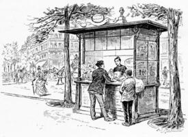 Parisian boulevards buffet, vintage engraving. photo