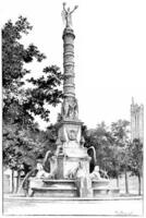 Fontaine du Palmier, Place du Chatelet, vintage engraving. photo
