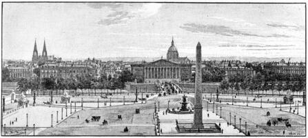 Place de la Concorde, vintage engraving. photo