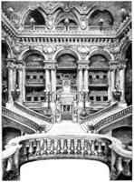 The grand staircase of the Opera, vintage engraving. photo