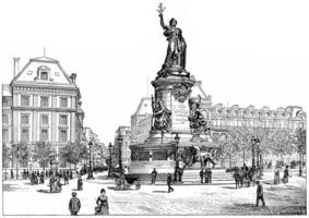 Republic Square, vintage engraving. photo