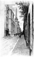 Rue Saint-Louis-en-Ile, vintage engraving. photo