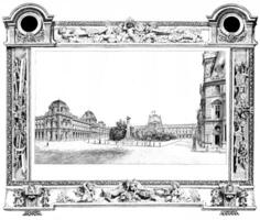 The Louvre seen from the Place du Carrousel, vintage engraving. photo