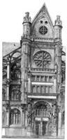 South portal of Saint-Eustache, vintage engraving. photo