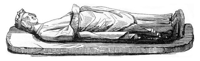 Statue of Ethelbert placed on his tomb in Hereford Cathedral, vintage engraving. photo