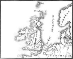 Map of Britain before the Roman conquest, vintage engraving. photo