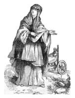 Saxon woman, after the Meyrick, vintage engraving. photo