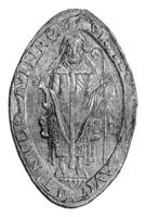 Seal of the abbot of the monastery of St. Augustine, vintage engraving. photo