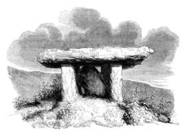 Druidic monument called dolmens, derives from the Antique Cabinet, vintage engraving. photo