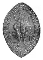 Seal of the Abbey of St. Albans, vintage engraving. photo