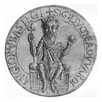 Seal of Edward the Confessor, vintage engraving. photo