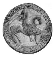 Seal against Stephen, vintage engraving. photo