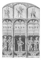 Stained glass windows of the church of Brereton, Cheshire, vintage engraving. photo