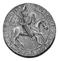 Seal of Milon, Earl of Gloucester, vintage engraving. photo