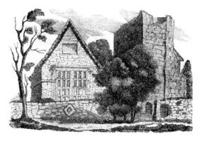View of the Chapel of Jane Grey and she dwelt round, vintage engraving. photo