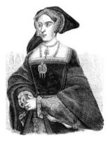 retrato de Jane Seymour, Clásico grabado. foto