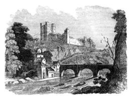 Richmond Castle, vintage engraving. photo