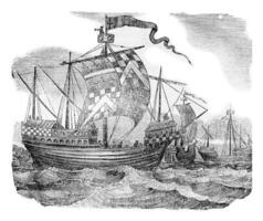 British ships during the reign of Edward IV, vintage engraving. photo