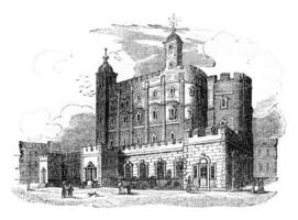 Second view of the Tower of London, vintage engraving. photo