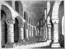 Tower of London, Inside the chapel of the White Tower, vintage engraving. photo