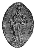 Seal the community of St. Mary of Lincoln, vintage engraving. photo