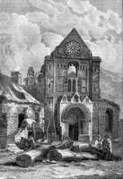 Ruins of Jedburgh Abbey in Scotland, vintage engraving. photo