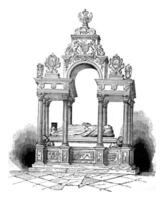 tumba de Isabel, a Westminster, Clásico grabado. foto