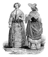 Costumes of the reign of Charles I, vintage engraving. photo