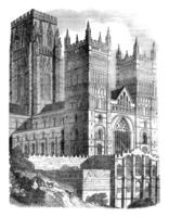Durham catedral, Clásico grabado. foto