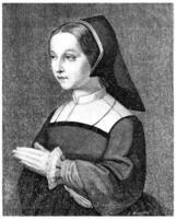 St. Jane Frances Fremyot, Chantal Baroness at the age of twenty, vintage engraving. photo